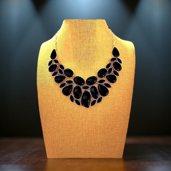 Onyx Necklace stunning statement, necklace, silver & onyx necklace NEW - Picture 7 of 15